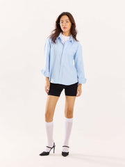 Sky Blue Oversized Cropped Shirt